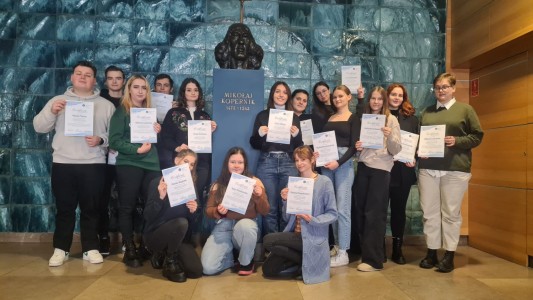 The photo shows a group of Polish students participating in the project.. Click to zoom the picture.
